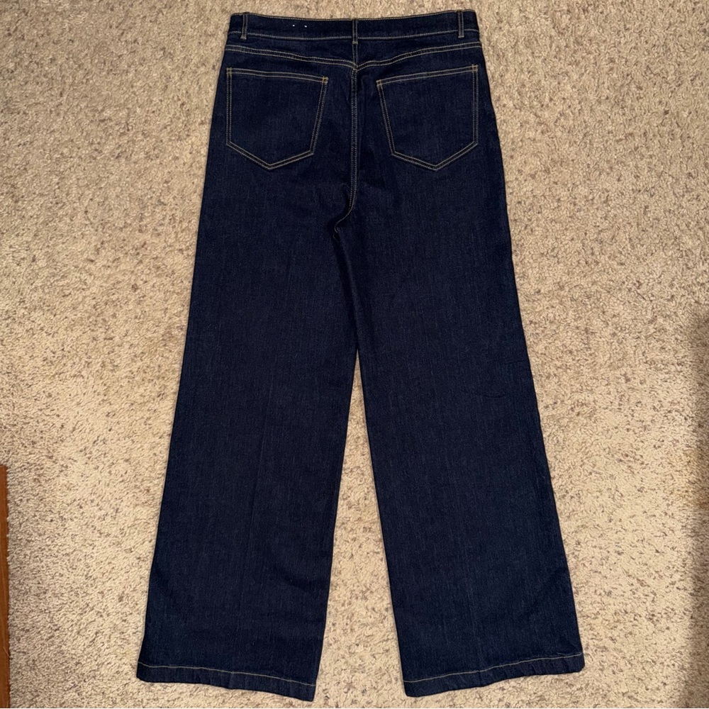 J. MCLAUGHLIN NWOT LOWDEN HIGH WAISTED DARK BLUE WIDE LEG DENIM JEANS / SIZE 12 - Picture 5 of 7